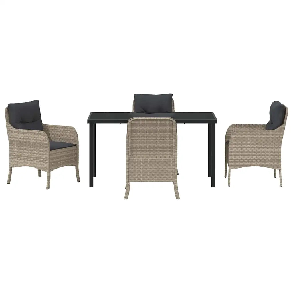 Set da Pranzo per Giardino 5 pcs Grigio chiaro polyrattan 3380185