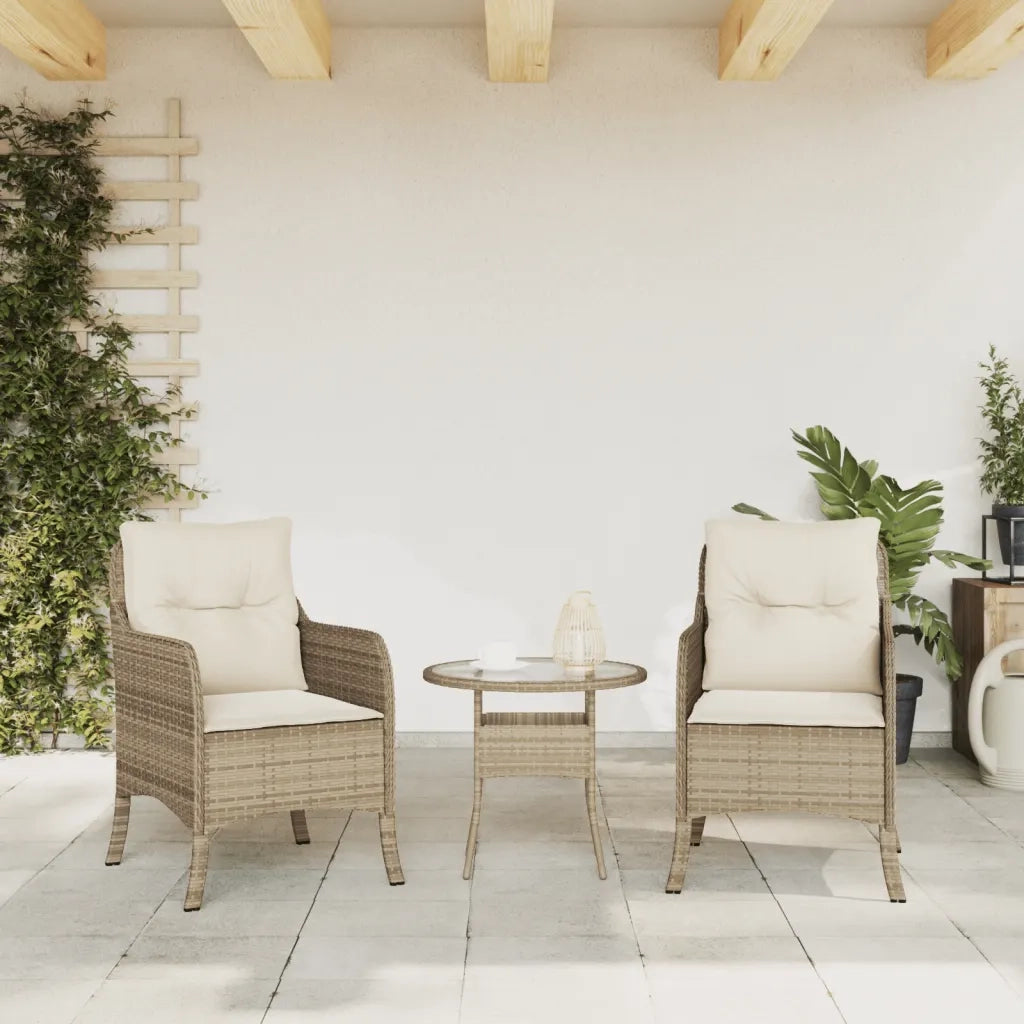 Sedie da Giardino con Cuscini 2 pz | Sedie da Esterno Beige in Polyrattan