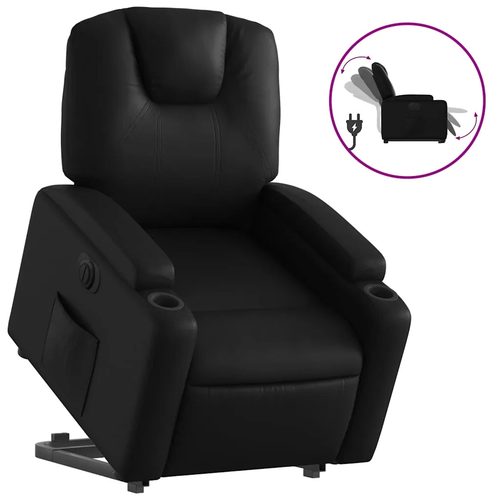 Poltrona Alzapersona Reclinabile Elettrica Nera in Similpelle 3204444