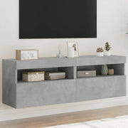 Mobili TV a Parete con Luci LED 2pz-Set di 2 Credenza per TV sospesa Grigio Cemento 60x30x40 cm