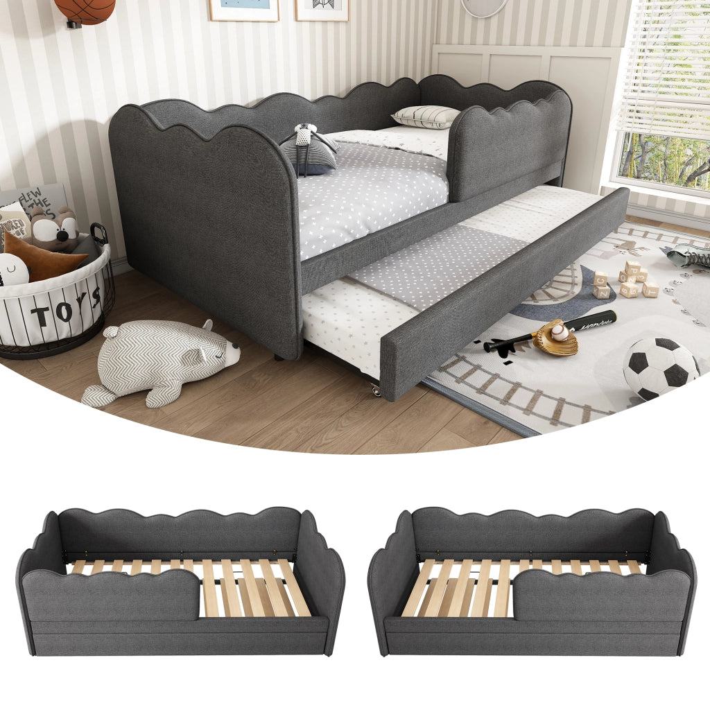 LETTO Giorno estraibile 90x190 cm in lino grigio