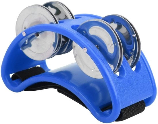 Tamburello a doppia riga - Strumento di percussione - Cassa ABS resistente ai colpi - Cintura elastica duratura - Campanelli in metallo - Facile da suonare - Strumento di percussione