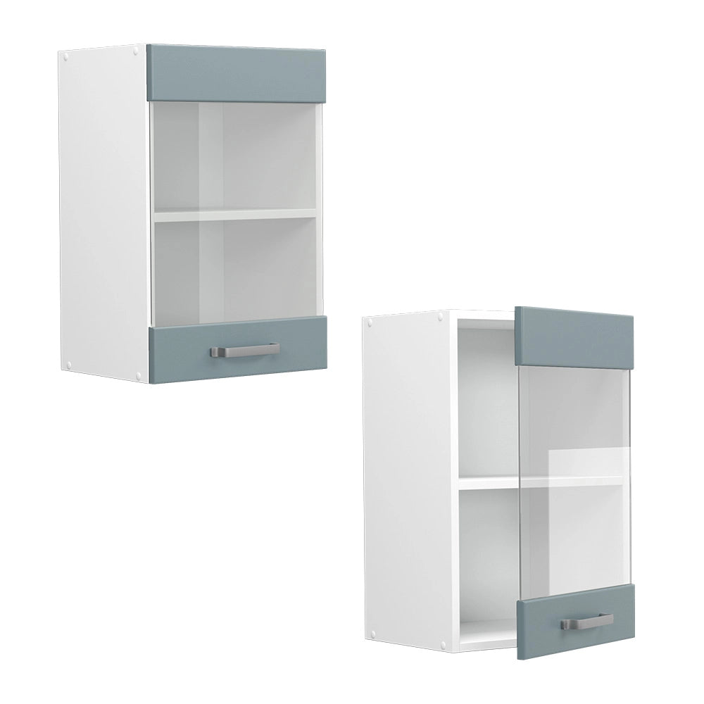 Vicco Mobile da cucina in vetro Grigio-blu 40 cm
