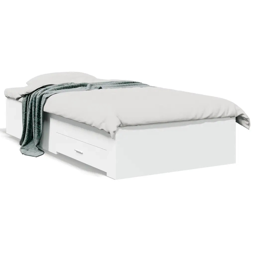 Giroletto con Cassetti-Struttura Letto con contenitore Bianco 100x200 cm in Legno Multistrato 769090