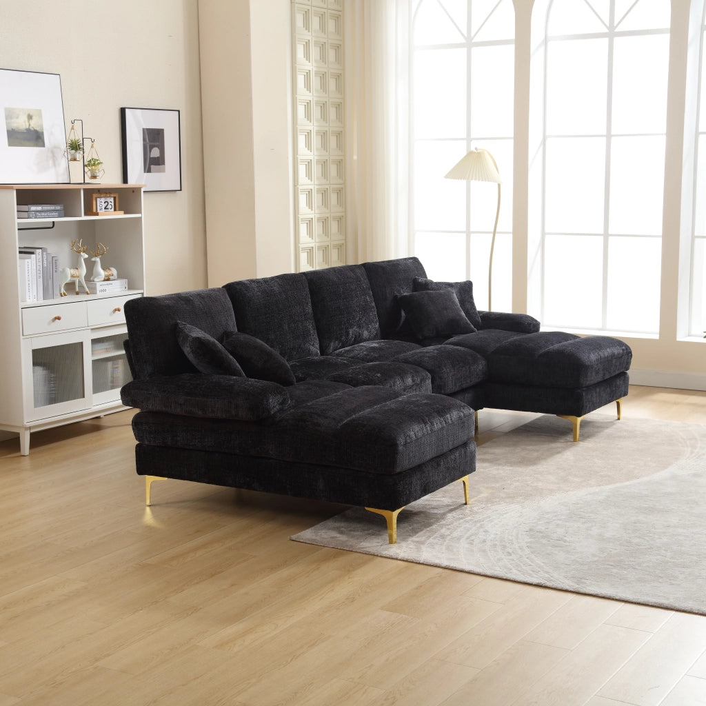 Divano Angolare U-Shape Chenille con Doppia Chaise Longue ¨C MINIMAL ¨C Grigio