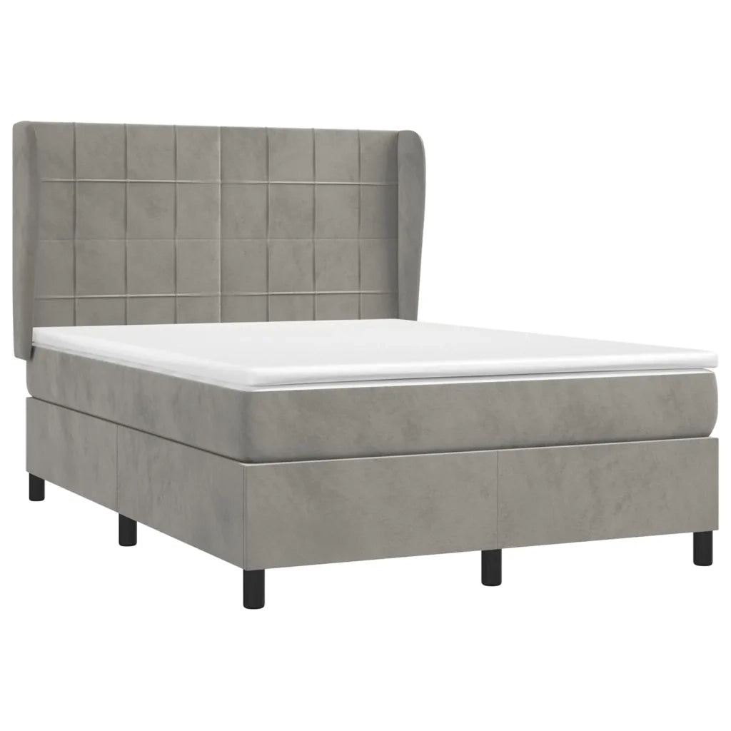 Giroletto a Molle con Materasso Grigio Chiaro 140x190cm Velluto 3129207