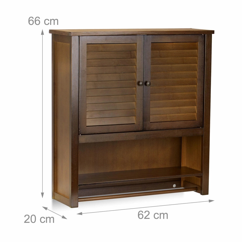 Mobiletto porta medicinali da bagno sospeso bambù e legno marrone 13_0000298