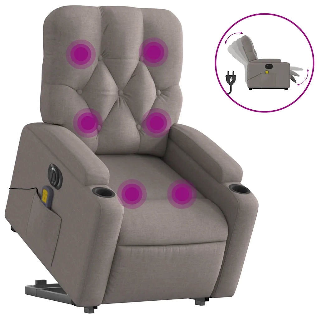 Poltrona Alzapersona Massaggiante Elettrica Tortora in Tessutocod mxl 133003