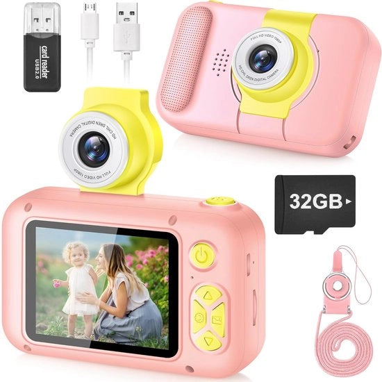 Fotocamera per bambini con schermo IPS - Fotocamera HD per regalo di compleanno - Fotocamera portatile per vlog per studenti giovani 

Specifiche tecniche: 
- Modello: 
- Risoluzione: HD 
- Tipo di schermo: IPS