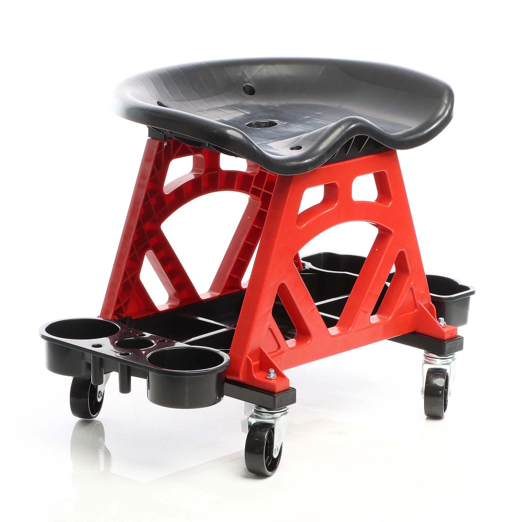 Sgabello per officina con ruote, sedile girevole a 360°, con portautensili, sgabello meccanico con portata fino a 150 kg