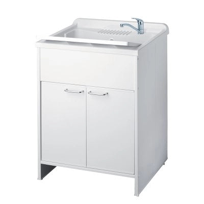 Mobile lavatoio 60x60 cm vasca in resina con asse e kit di scarico