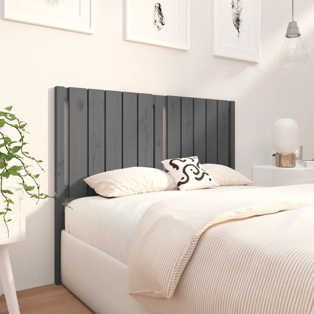 Testiera | Testata per Letto Grigia 125,5x4x100 cm Legno Massello di Pino