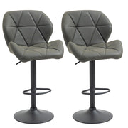 EasyComfort Set 2 Sgabelli Alti da Cucina Moderni con Schienale e Poggiapiedi, da Bar di Design con Base Rotonda, in Similpelle, Verde