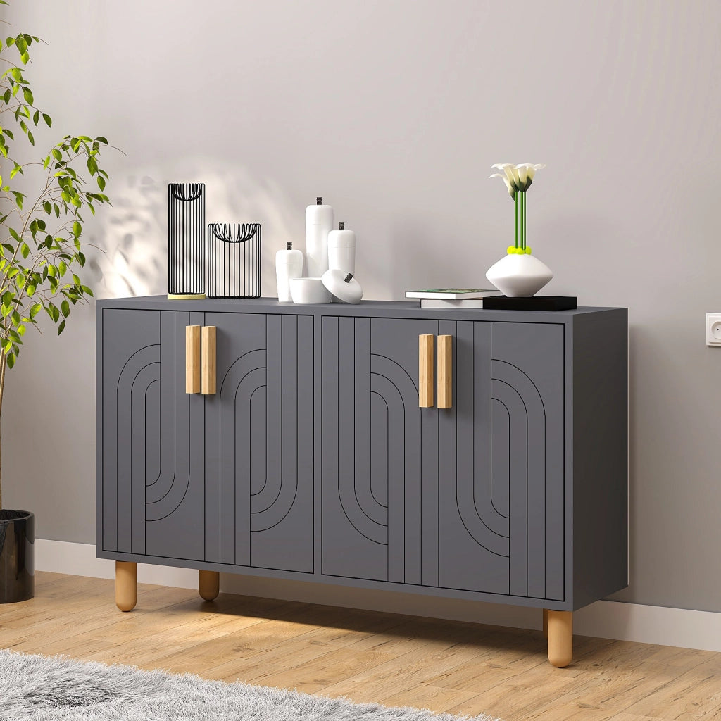 Credenza in legno "Rodney" - 120 x 30 x 74 cm - Grigio antracite