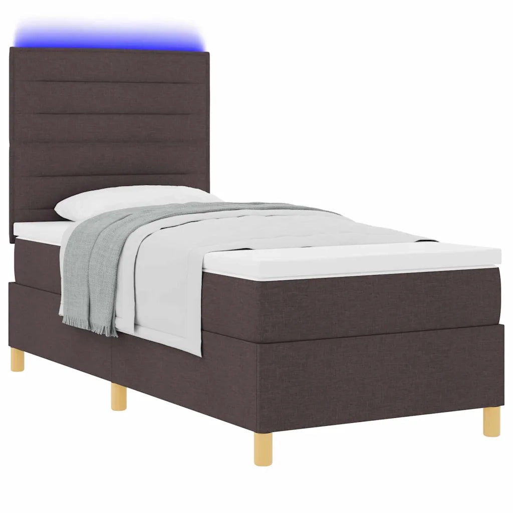 Letto a Sorgente LED Marrone Scuro 80 x 200 cm Tessuto 3342980