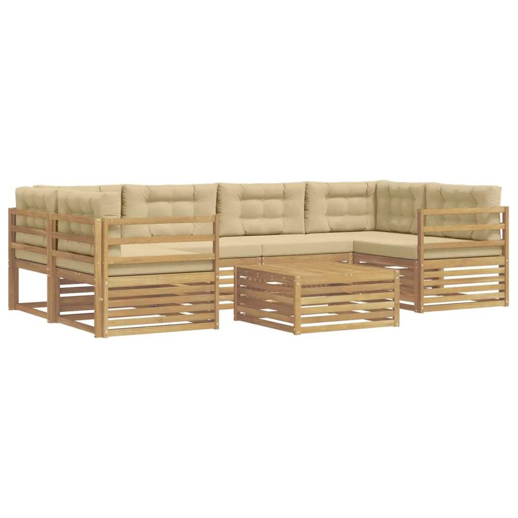 Set di divani da esterno 7 pcs Bianco e Beige Poliestere 3390108