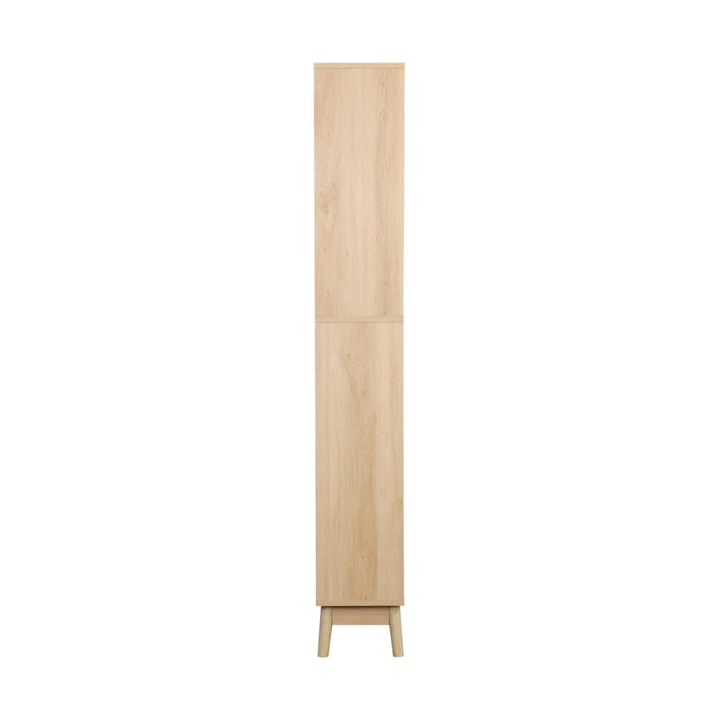 Colonna di stoccaggio decorativa in legno con 3 ripiani e 2 cassetti,