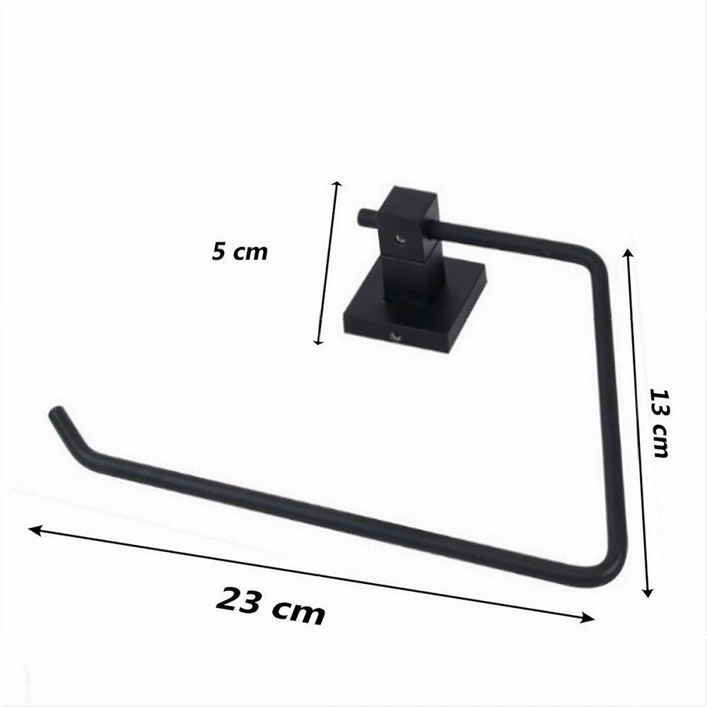 Trade Shop - Porta Asciugamano Ad Anello Aperto Da Muro In Acciaio Nero Arredo Da Bagno 79983 -