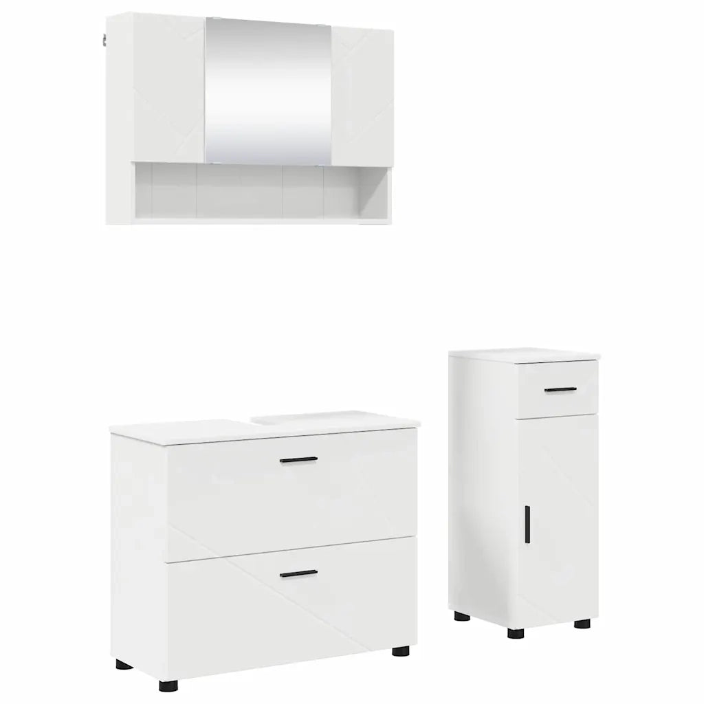 Set di mobili per il bagno con cassetto con porta 3 pcs Bianco 3393033