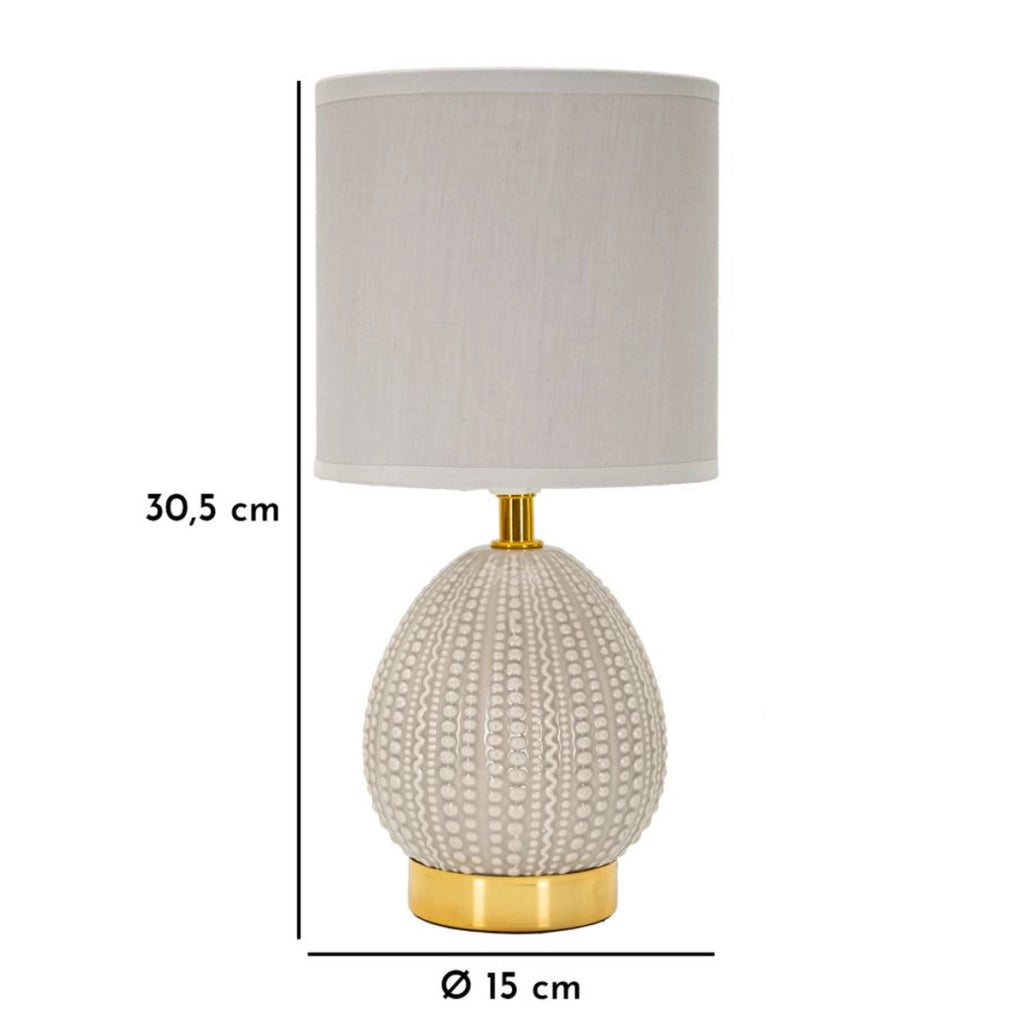 Lampada da comodino Flavi Grigia in ceramica con paralume in tessuto — O 15 cm