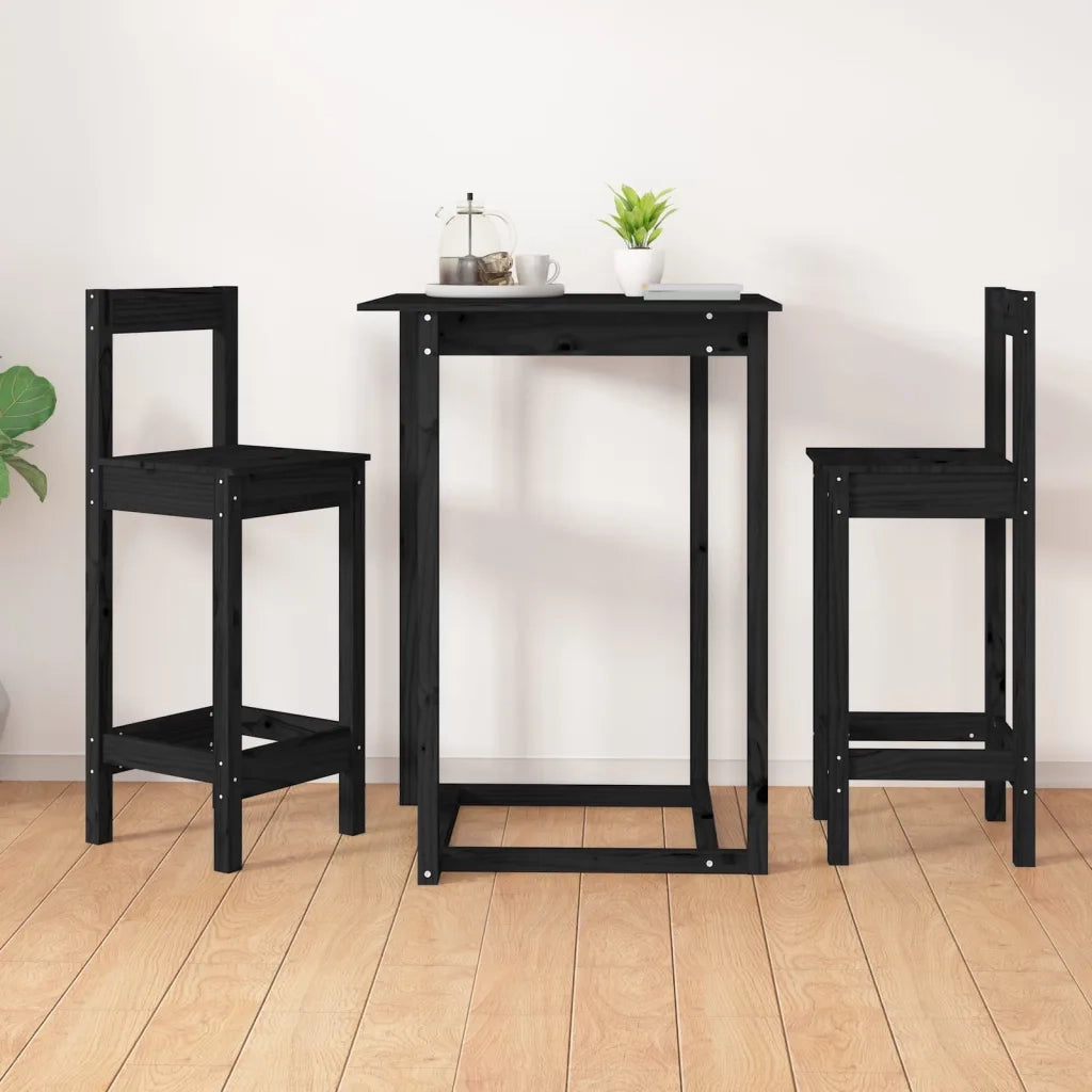 Sedie da Bar 2 pz | Sedie da cucina Nere 40x41,5x112 cm Legno Massello di Pino
