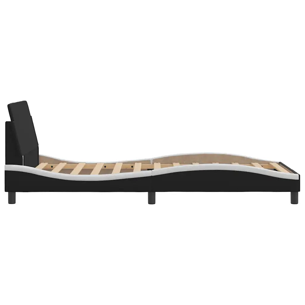 Letto singolo | Letto per adulti | Giroletto Dover Nero e Bianco 100x200 cm in Similpelle