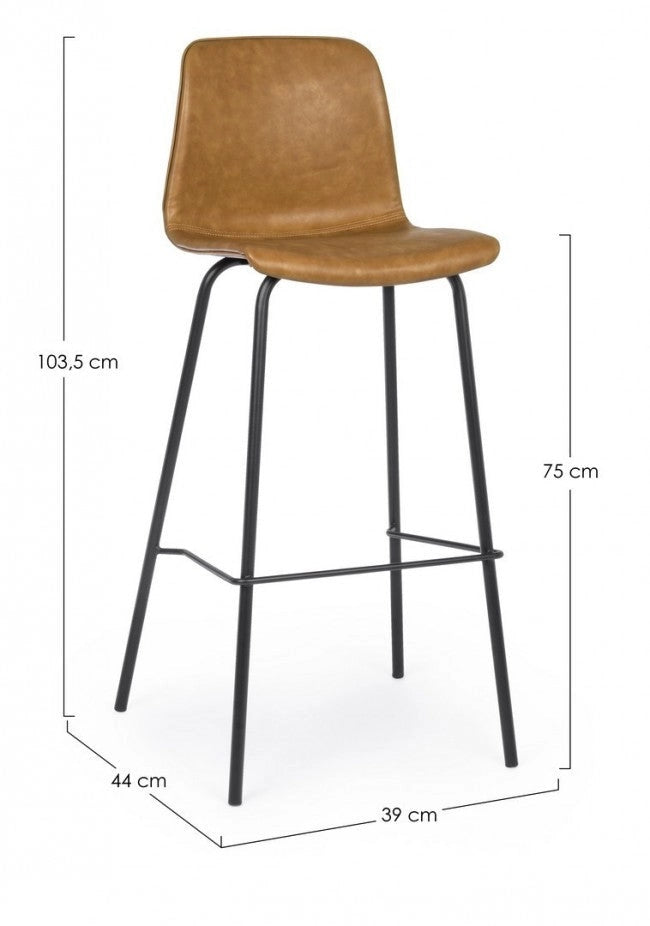 Set 2 Sgabelli Bar 39x44x103,5h cm Kyra Pu Cuoio Vintage