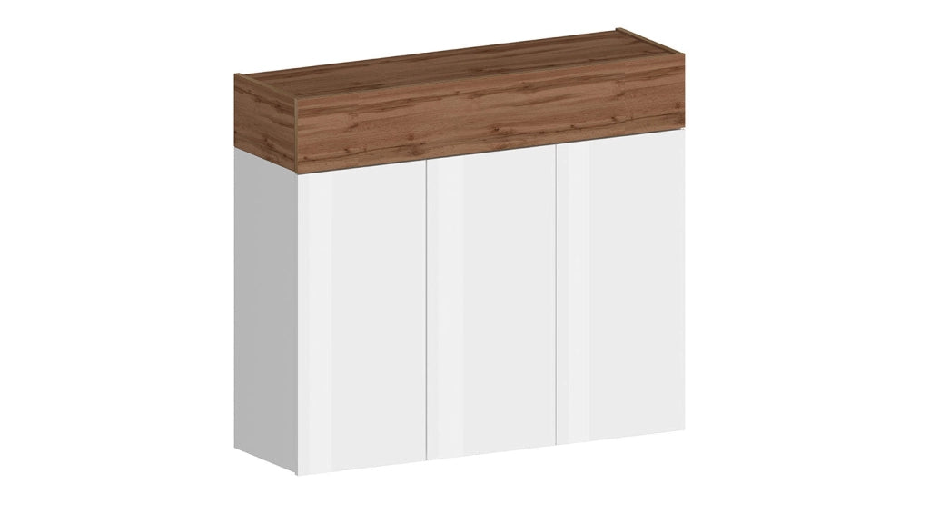 Scarpiera 3 Ante e 1 Ripiano a Ribalta 114x35x100 cm Savona 3A 1R Bianco Opaco/Rovere Wotan