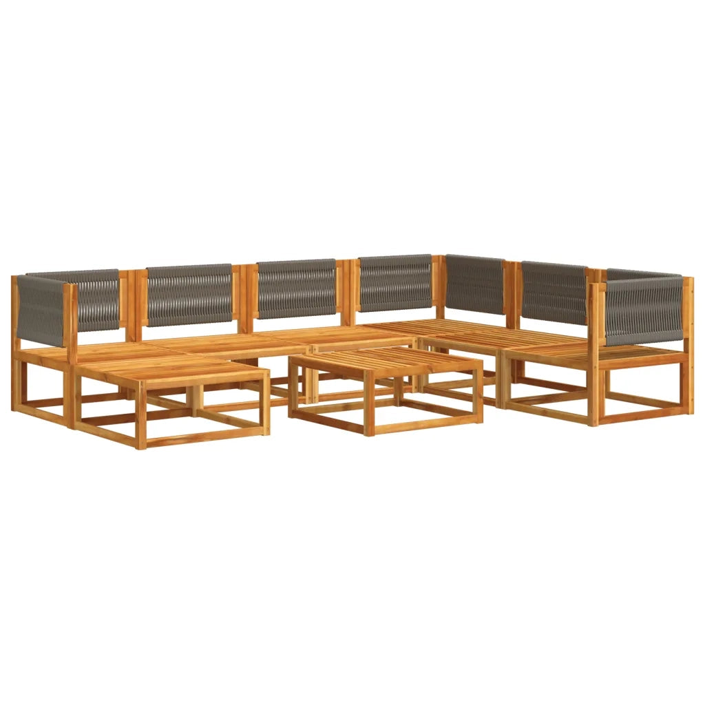 Set di divani da giardino 8 pezzi con cuscini in legno di acacia e corda 3278835