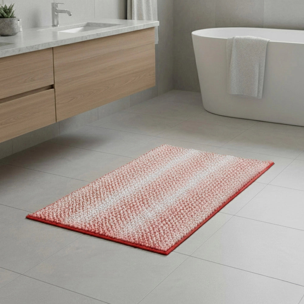 Tappeto bagno in ciniglia rosa super soft 50x80 cm con retro antiscivolo Marea