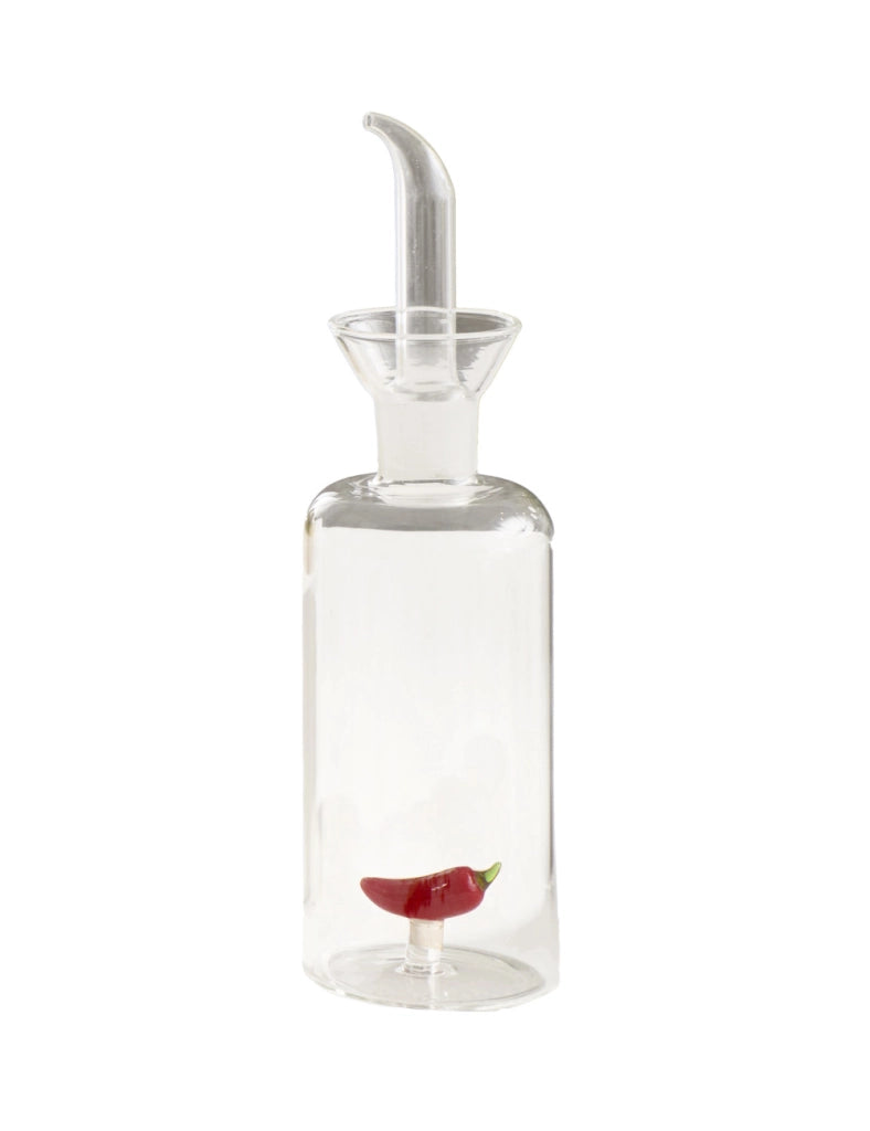 Oliera Brandani in Vetro con Decoro Peperoncino 25 cl  Lavabile in Lavastoviglie