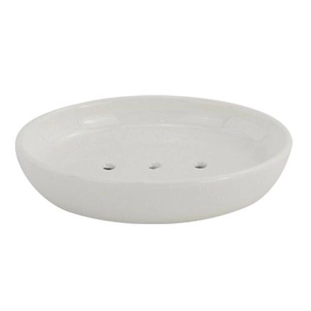 Trade Shop - Porta Sapone Saponetta Piatto Bianco Pelle Accessorio Arredo Bagno Elegante 87788 -