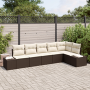 Set di divani da giardino di 6 pezzi con cuscini in rattan marrone