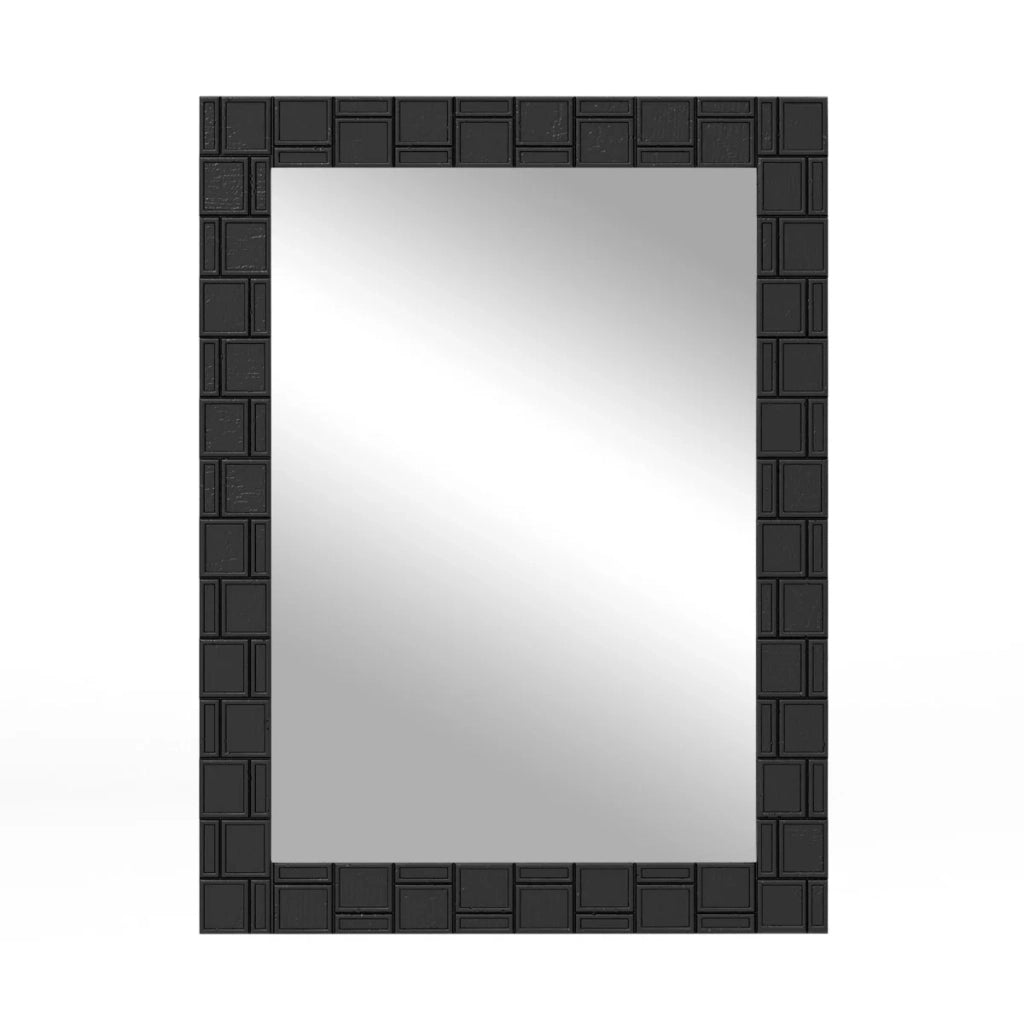 Specchio da parete di design 80 x 60 cm ampia superficie riflettente installazione verticale e orizzontale legno nero 20_0012864