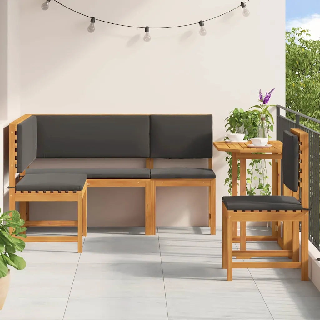 Set Panchina da Giardino 4 pcs Marrone Legno di Acacia Massello 3329102