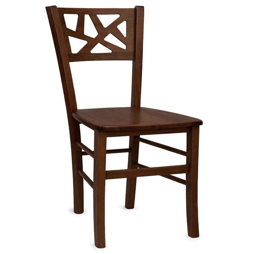 Sedie sala da pranzo Sissy set da 2 in legno noce scuro con seduta in massello