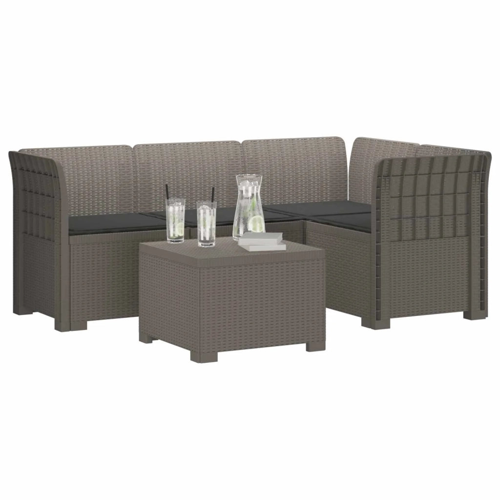 Divano da giardino 4 posti con cuscini aspetto rattan PP 3444011