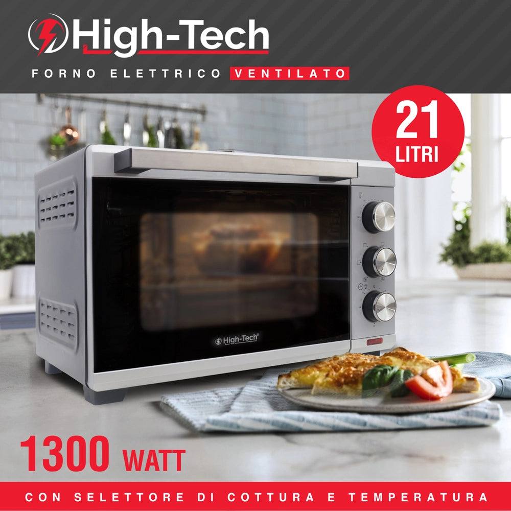 HIGH-TECH FORNO ELETTRICO VENTILATO 1280 W CON CAPIENZA DA 21 LT