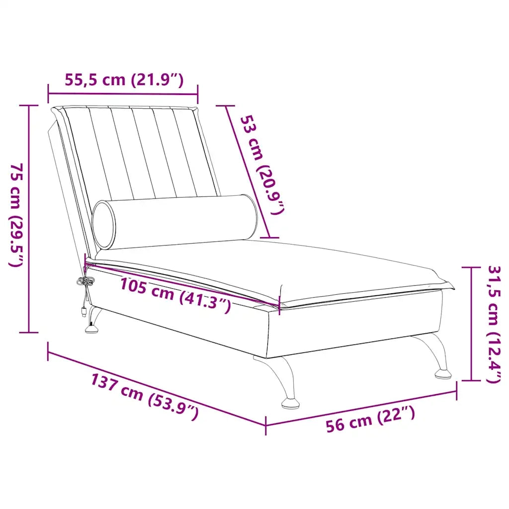 Chaise Longue Massaggi con Capezzale Grigio Scuro in Velluto CFW7889978