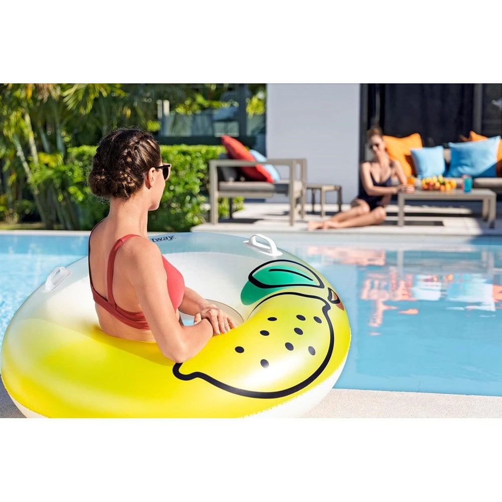 Trade Shop - Salvagente Gonfiabile Galleggiante Grafica Limone Fresh Squeeze Lemon Con Maniglie 36448 -