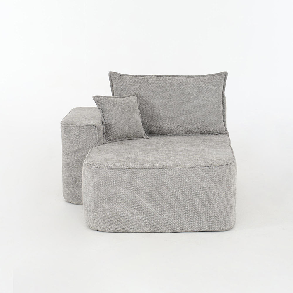 Chaise longue confortable - Xylo - Cuscini morbidi con tasche laterali, grigio