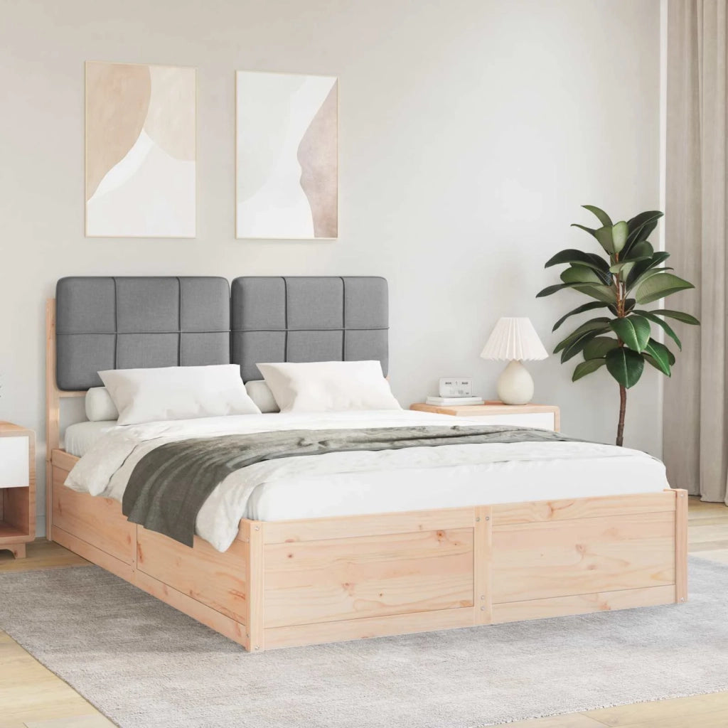 Letto con Testiera Rivestita Grigio chiaro 140 x 190 cm
