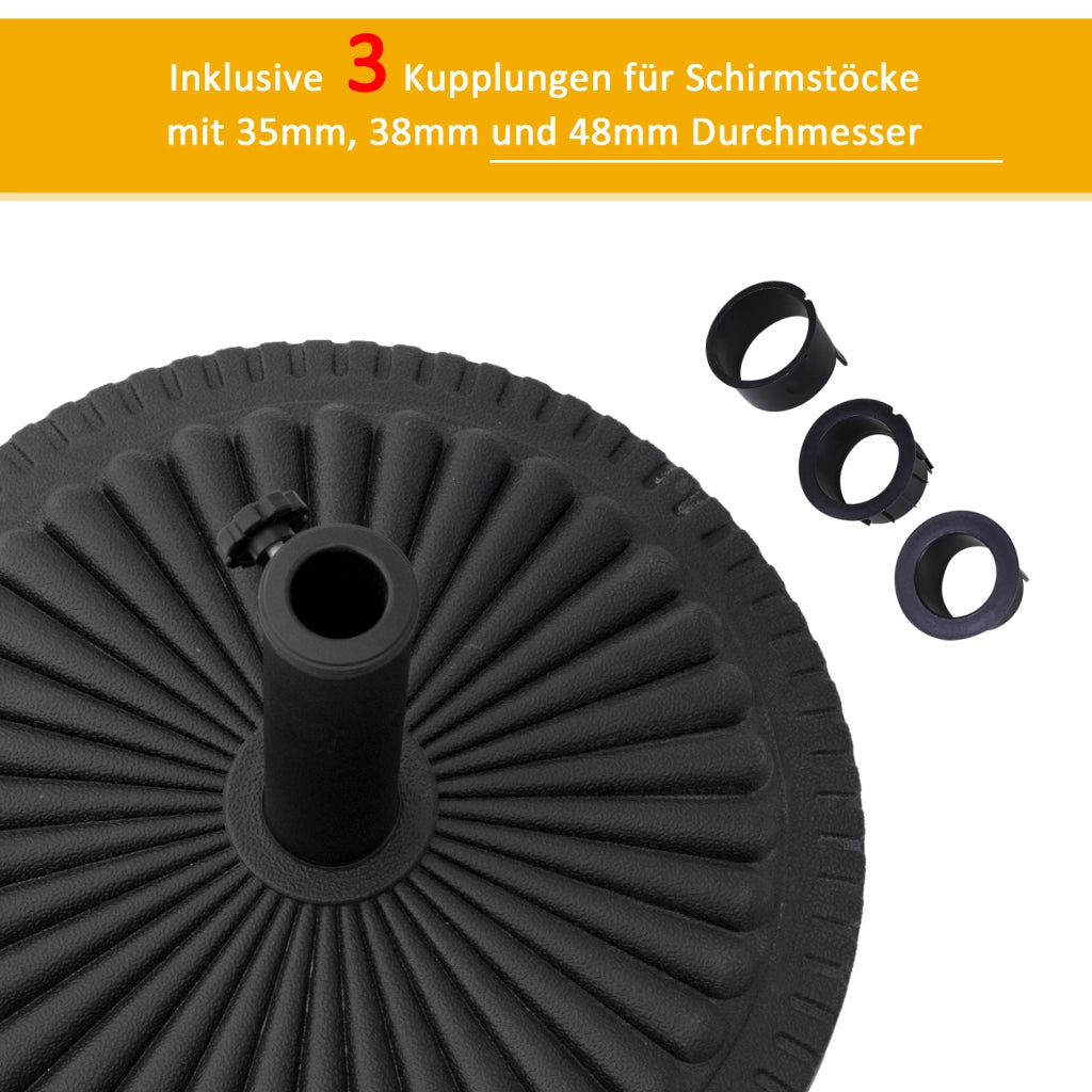 Supporto per ombrellone ¨C zephmum ¨C Nero, Acciaio, 14 kg, per tubi 35-48mm