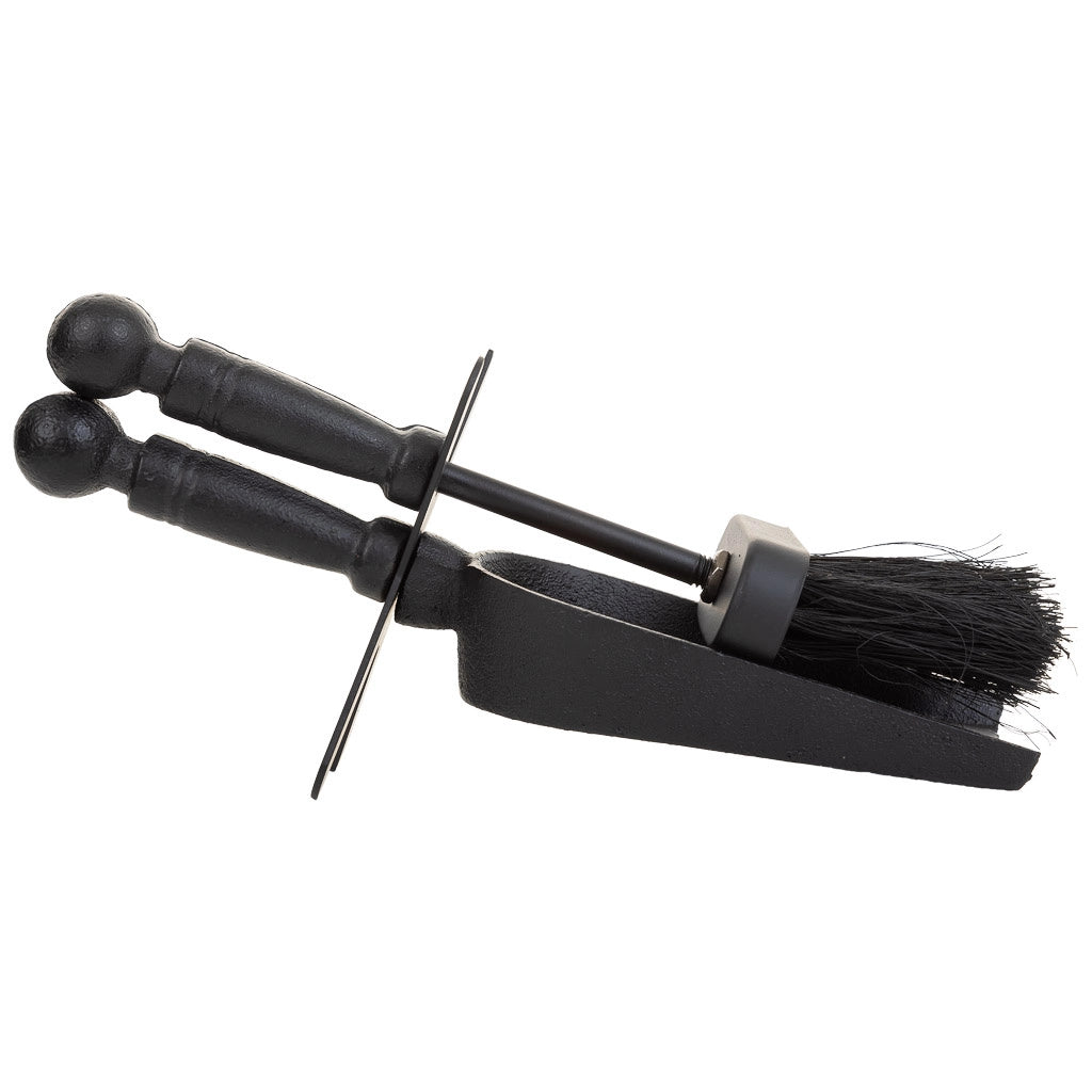 Scopino e paletta in metallo nero 29x10x12h