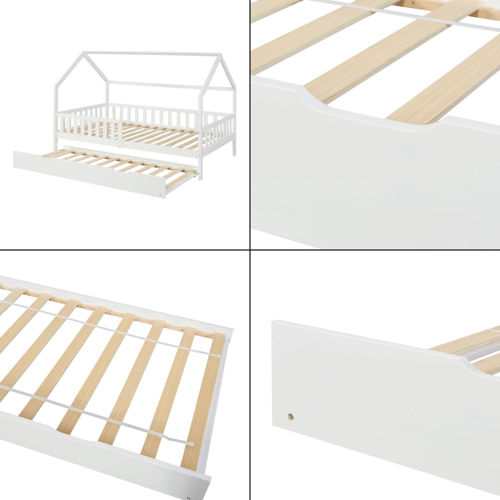 Cassettone Sottoletto Estraibile Ydre Letto Secondario con Rotelle Legno Bianco [en.casa]