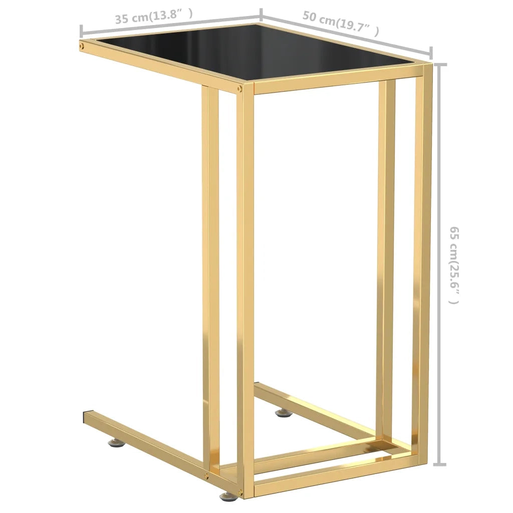 Tavolino | Tavolo laterale per Computer Nero 50x35x65 cm in Vetro Temperato