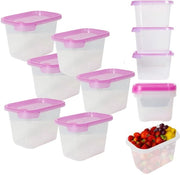 Set di contenitori alimentari con coperchi – Pacchetto da 6 pezzi, ogni 1000 ml, BPA-free, ermetici, sovrapponibili, resistenti al forno a microonde e lavastoviglie, contenitori congelatori trasparenti con coperchi rosa