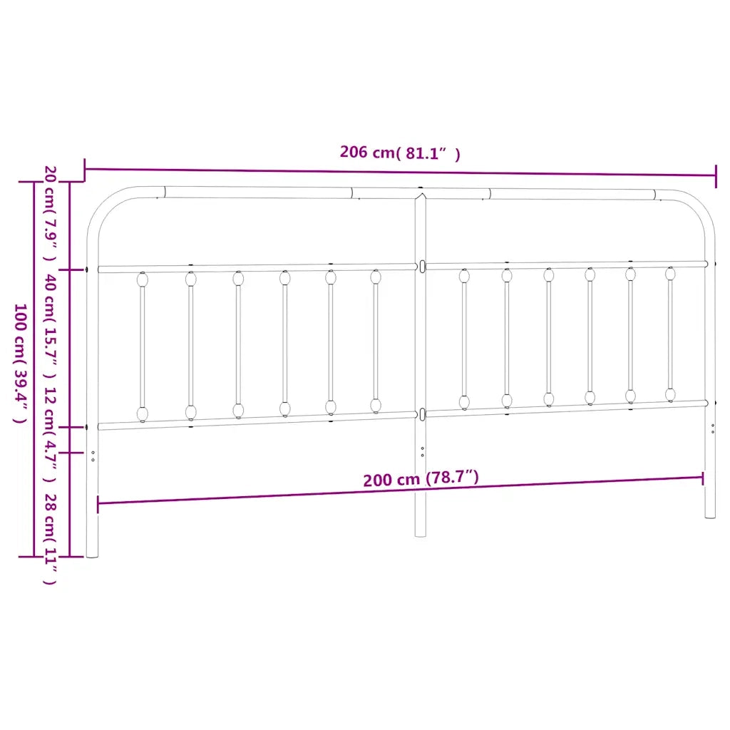 Testiera in Metallo-Testiera in Ferro-Testata Nero 200 cm 934059