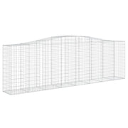 Cesto gabbione recinzione a gabbia muro di contenimento ad arco 400 x 50 x 120/140 cm ferro zincato argento 02_0040086