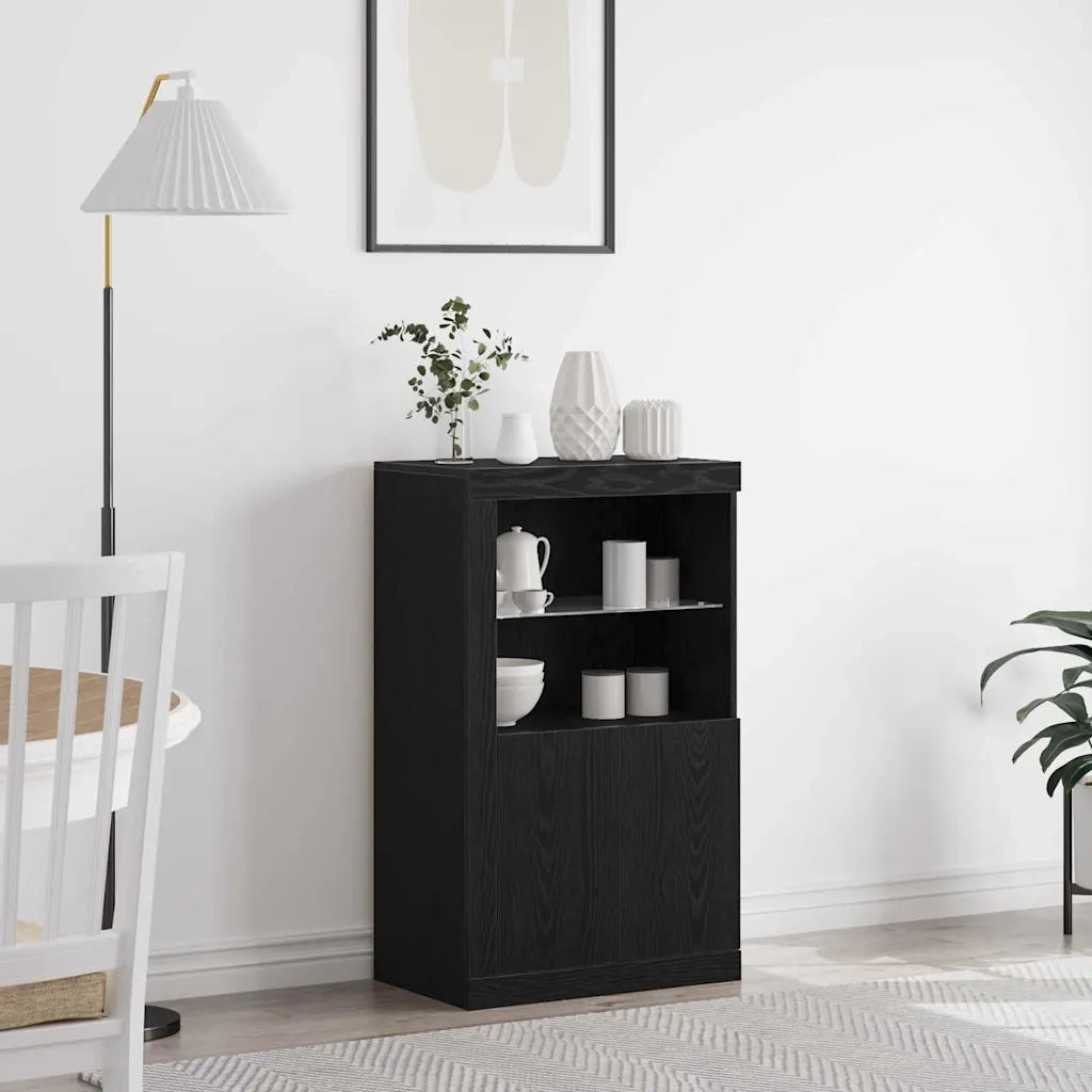 Credenza | Madia LED Rovere Nero 60,5 x 37 x 100 cm Legno multistrato